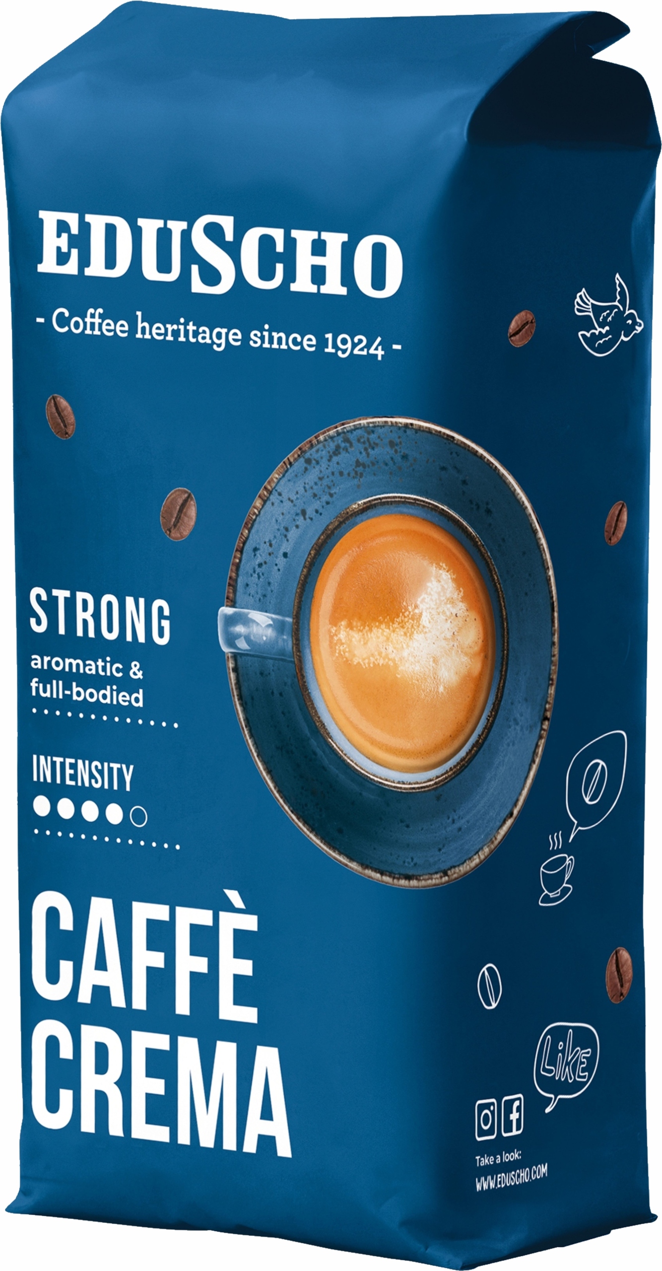 Eduscho Caffè Crema Strong 1 kg – zrnková káva Arabica & Robusta